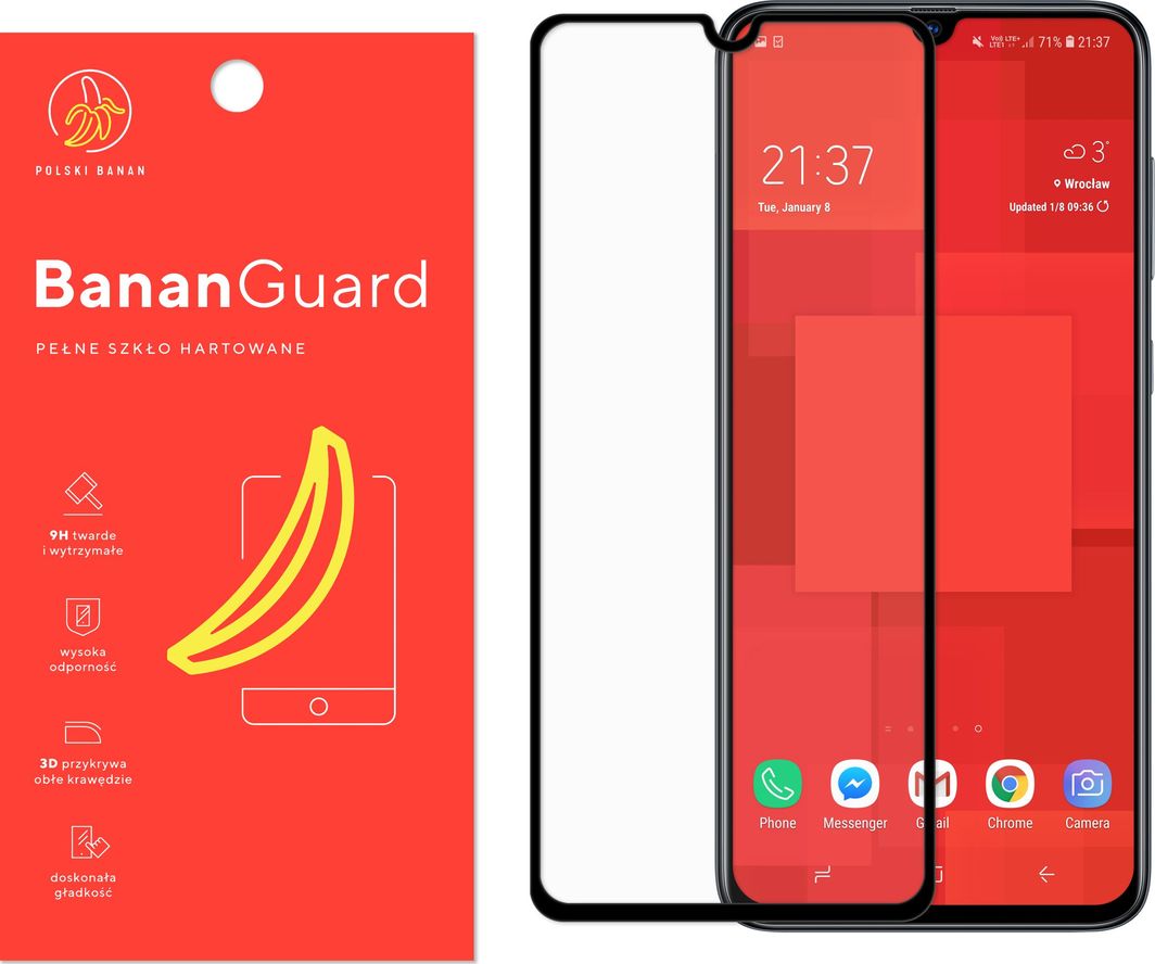 Polski Banan Szkło hartowane 3D BananGuard czarne do Samsung Galaxy A70 1