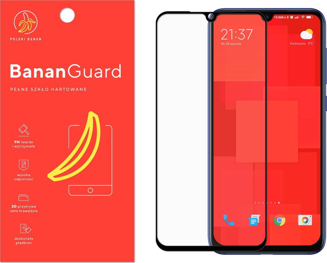 Polski Banan Szkło hartowane 3D BananGuard czarne do Xiaomi Mi 9 SE 1