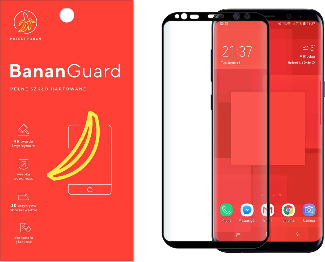 Polski Banan Szkło hartowane 3D BananGuard czarne do Samsung Galaxy S8 Plus 1