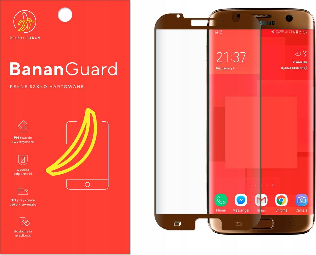 Polski Banan Szkło hartowane 3D BananGuard złote do Samsung Galaxy S7 edge 1