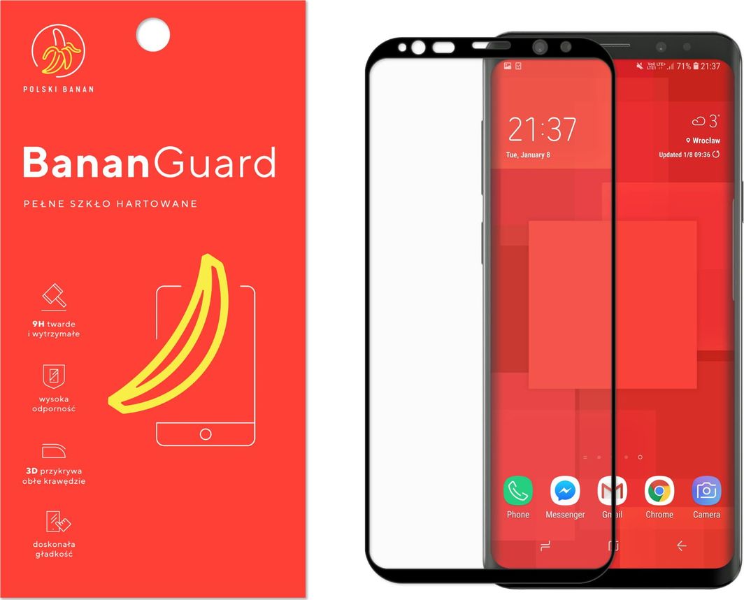 Polski Banan Szkło hartowane 3D BananGuard czarne do Samsung Galaxy S9 Plus 1
