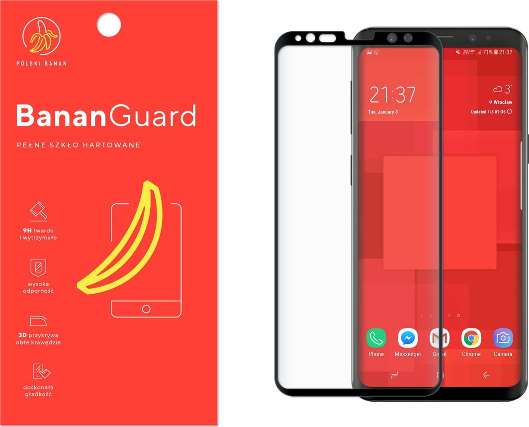 Polski Banan Szkło hartowane 3D BananGuard czarne do Samsung Galaxy S9 1