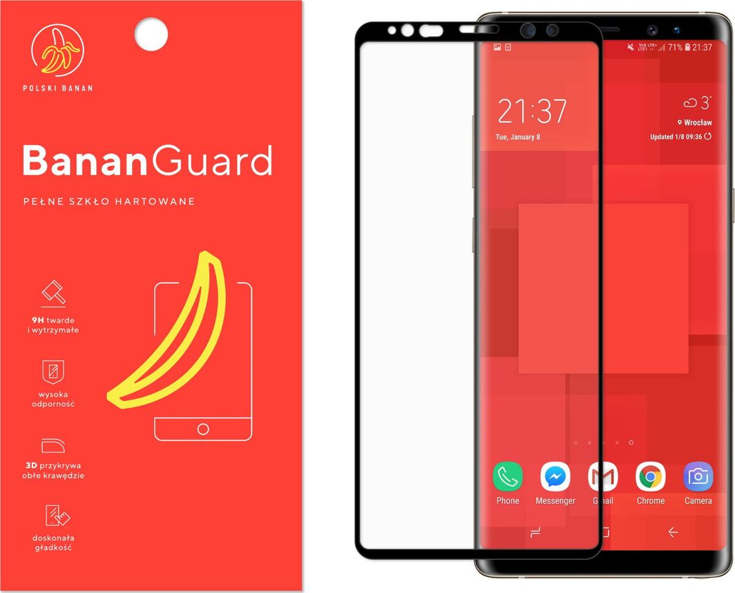 Polski Banan Szkło hartowane 3D BananGuard czarne do Samsung Galaxy Note 8 1