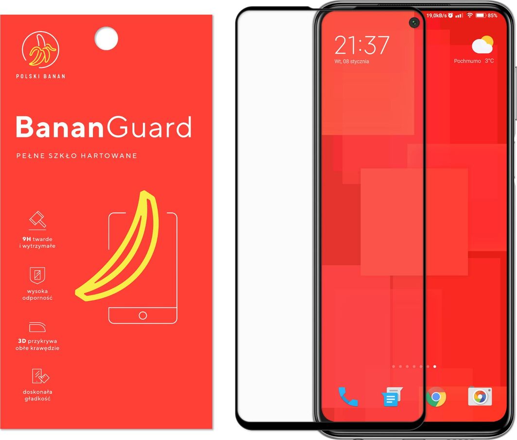 Polski Banan Szkło hartowane 3D BananGuard czarne do Huawei P Smart 2019 1
