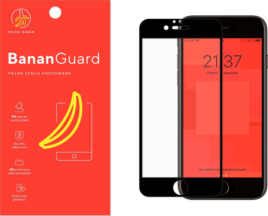 Polski Banan Szkło hartowane 3D BananGuard czarne do Apple iPhone 6 / 6s 1