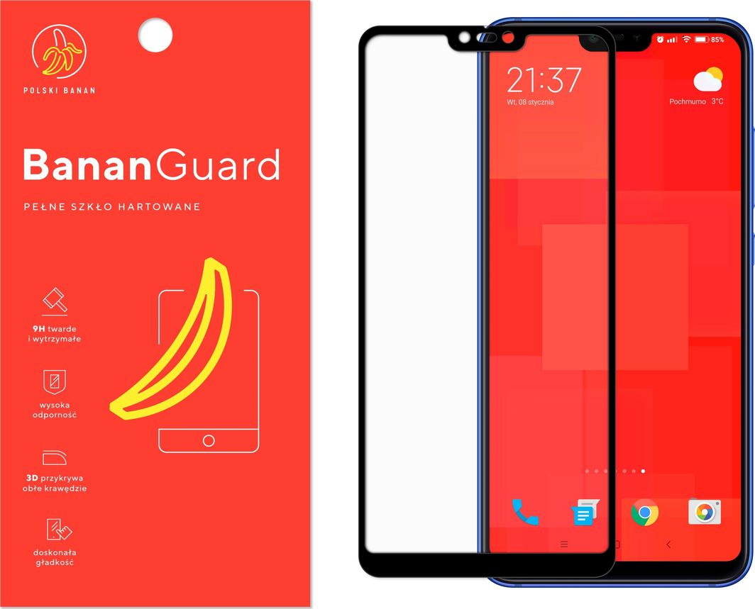Polski Banan Szkło hartowane 3D BananGuard czarne do Xiaomi Mi 8 Lite 1
