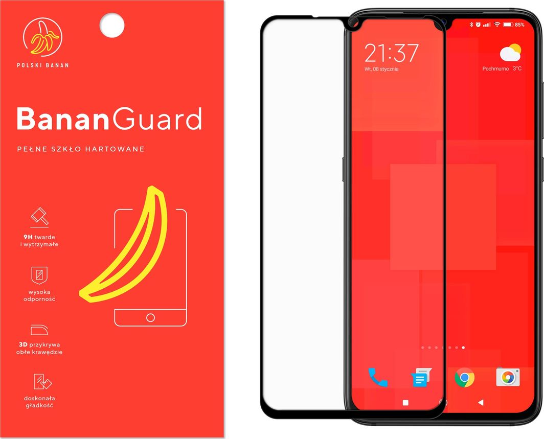 Polski Banan Szkło hartowane 3D BananGuard czarne do Xiaomi Mi 9 1