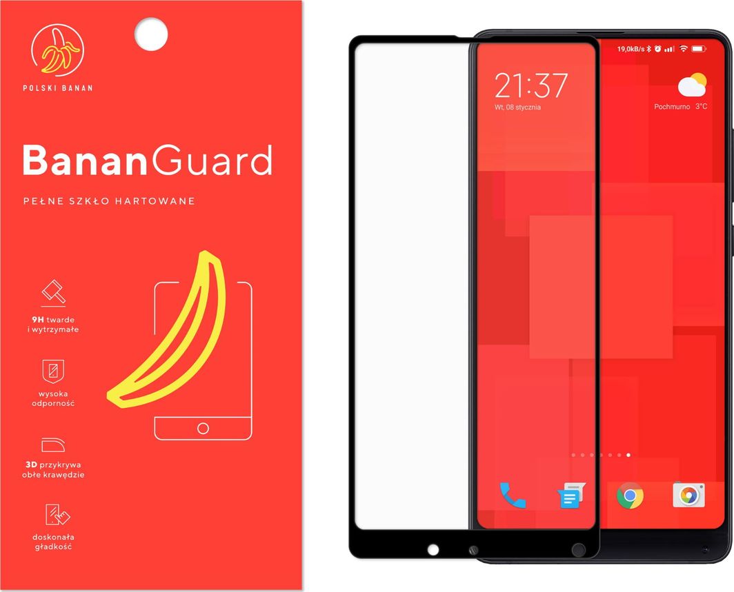 Polski Banan Szkło hartowane 3D BananGuard czarne do Xiaomi Mi Mix 2s 1