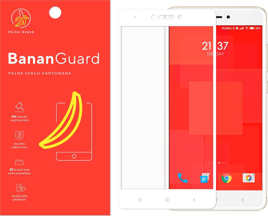 Polski Banan Szkło hartowane 3D BananGuard białe do Xiaomi Redmi Note 4X / 4 Global 1