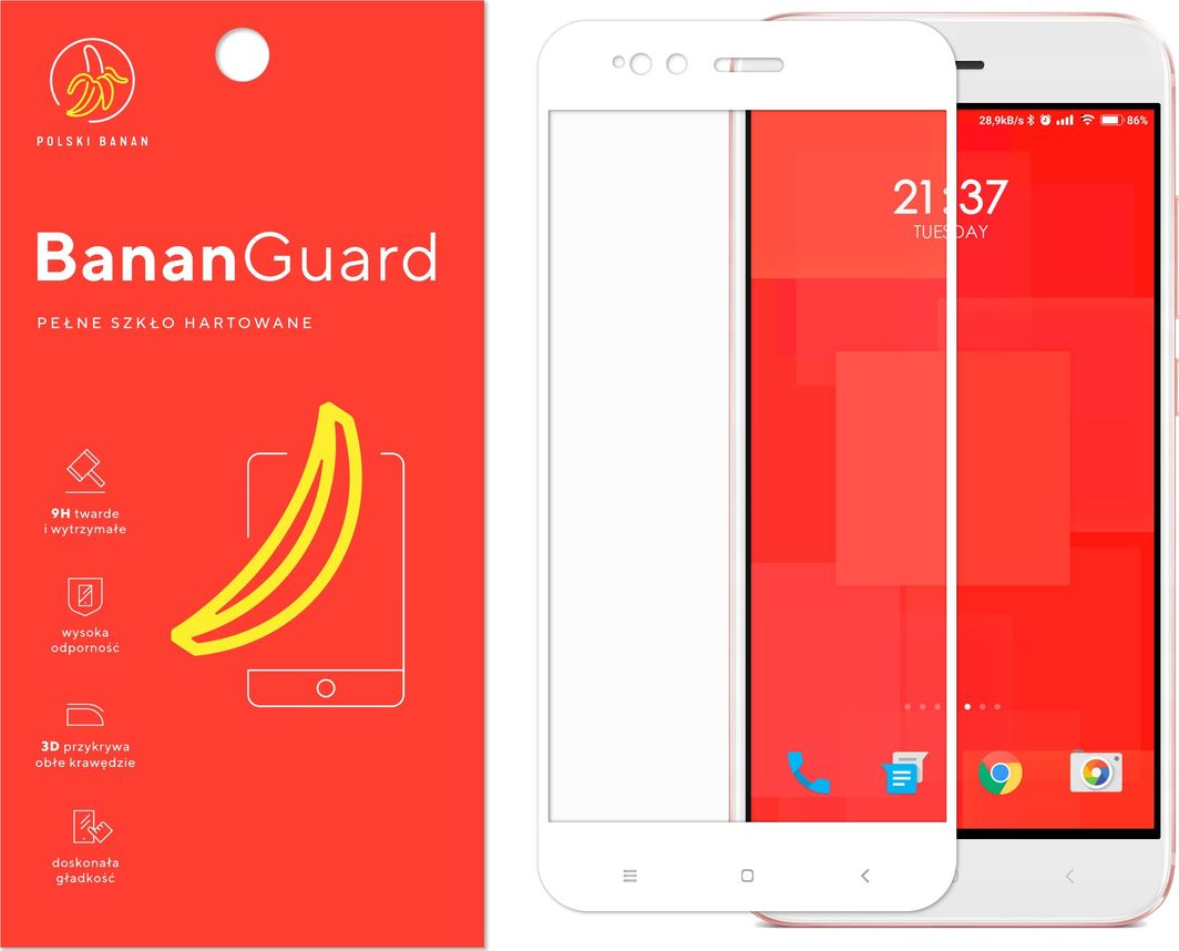 Polski Banan Szkło hartowane 3D BananGuard białe do Xiaomi Mi 5X / Mi A1 1