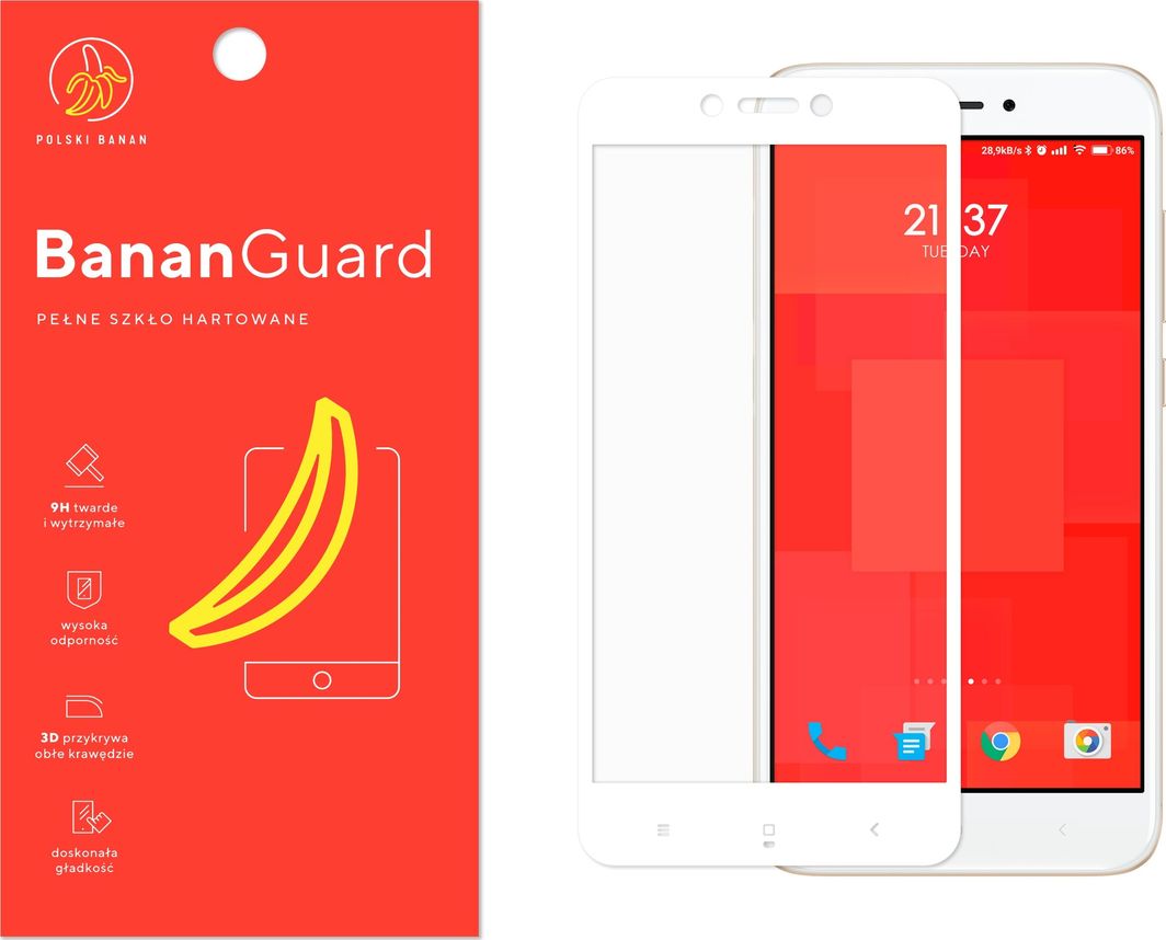 Polski Banan Szkło hartowane 3D BananGuard białe do Xiaomi Redmi 4X 1