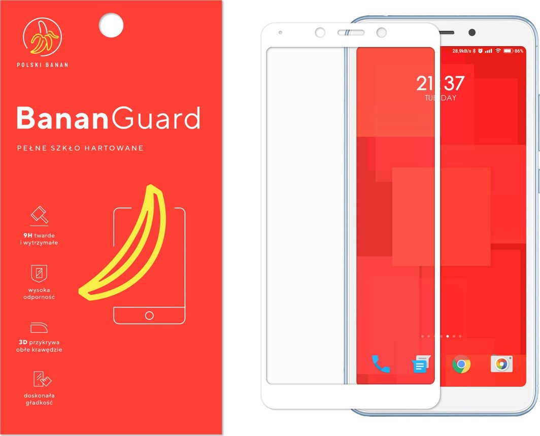 Polski Banan Szkło hartowane 3D BananGuard białe do Xiaomi Redmi 6 / 6A 1