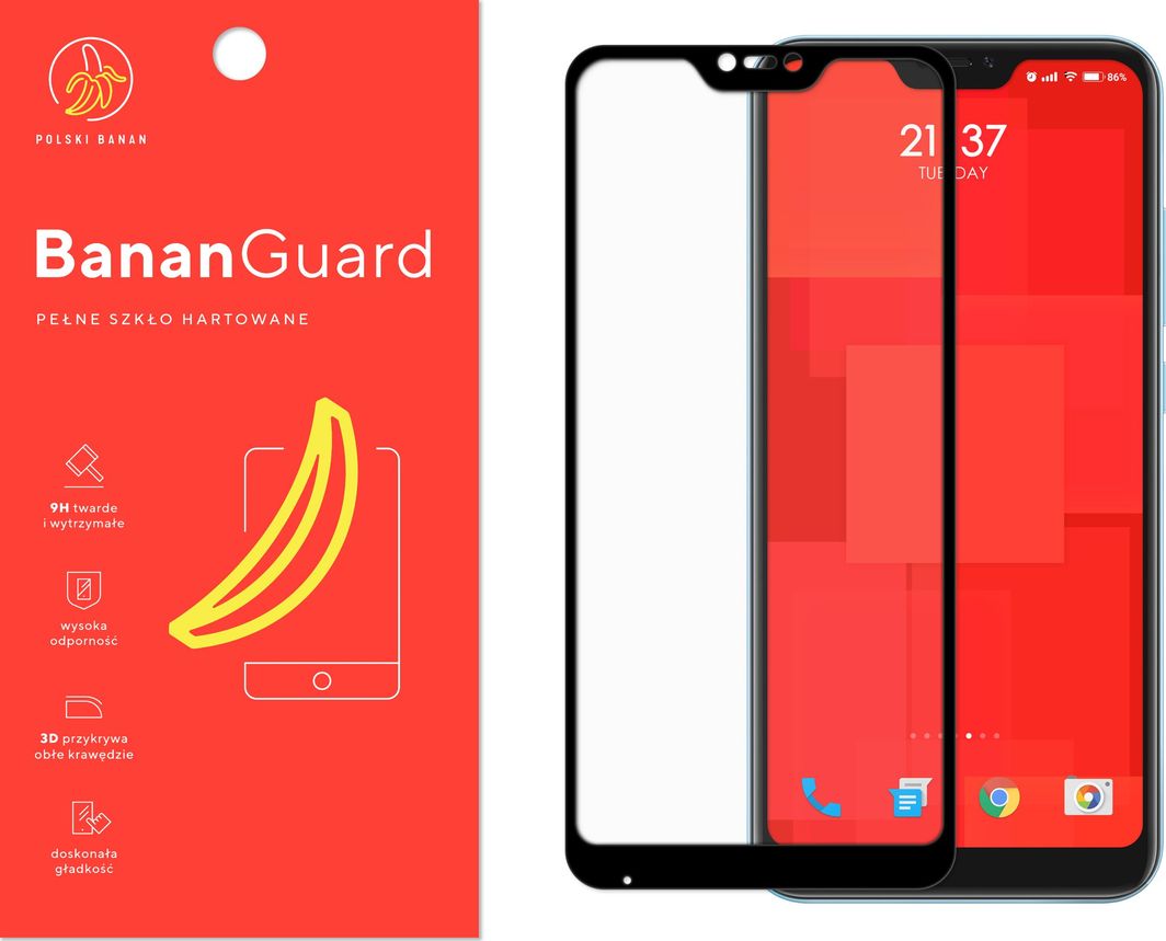 Polski Banan Szkło hartowane 3D BananGuard czarne do Xiaomi Mi A2 Lite / Redmi 6 Pro 1