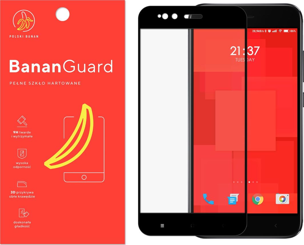 Polski Banan Szkło hartowane 3D BananGuard czarne do Xiaomi Mi 5X / Mi A1 1