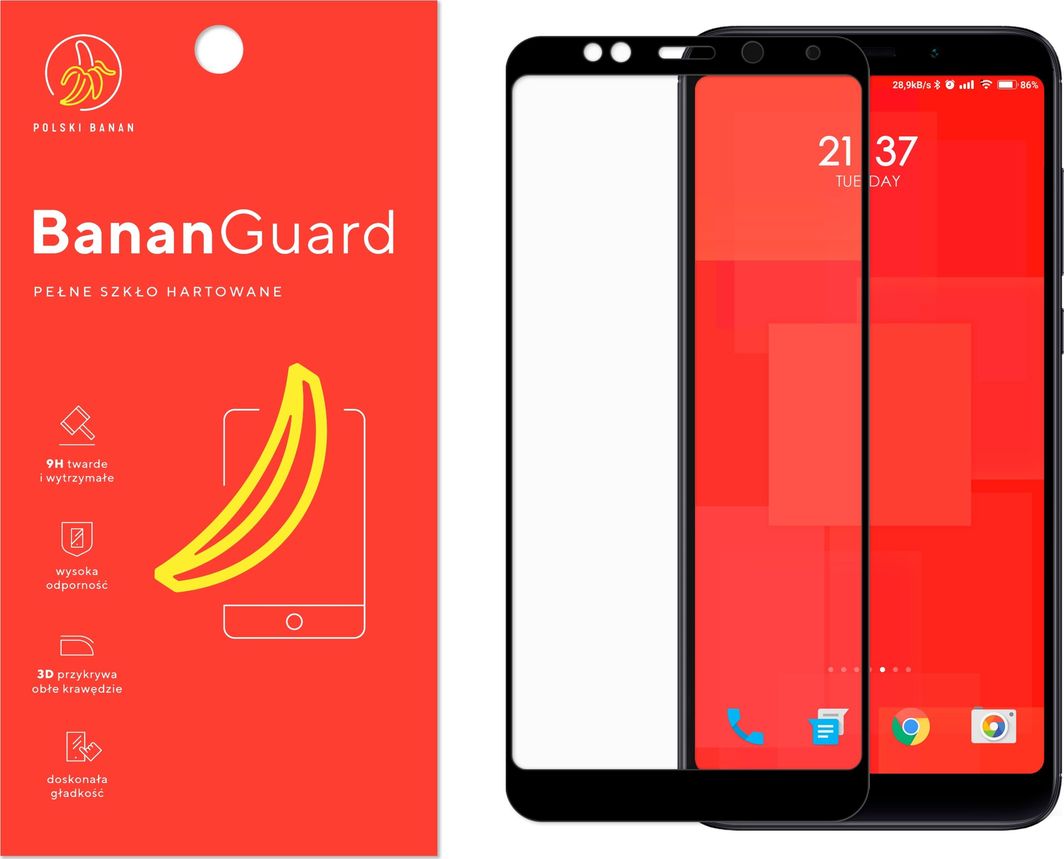 Polski Banan Szkło hartowane 3D BananGuard czarne do Xiaomi Redmi 5 Plus 1