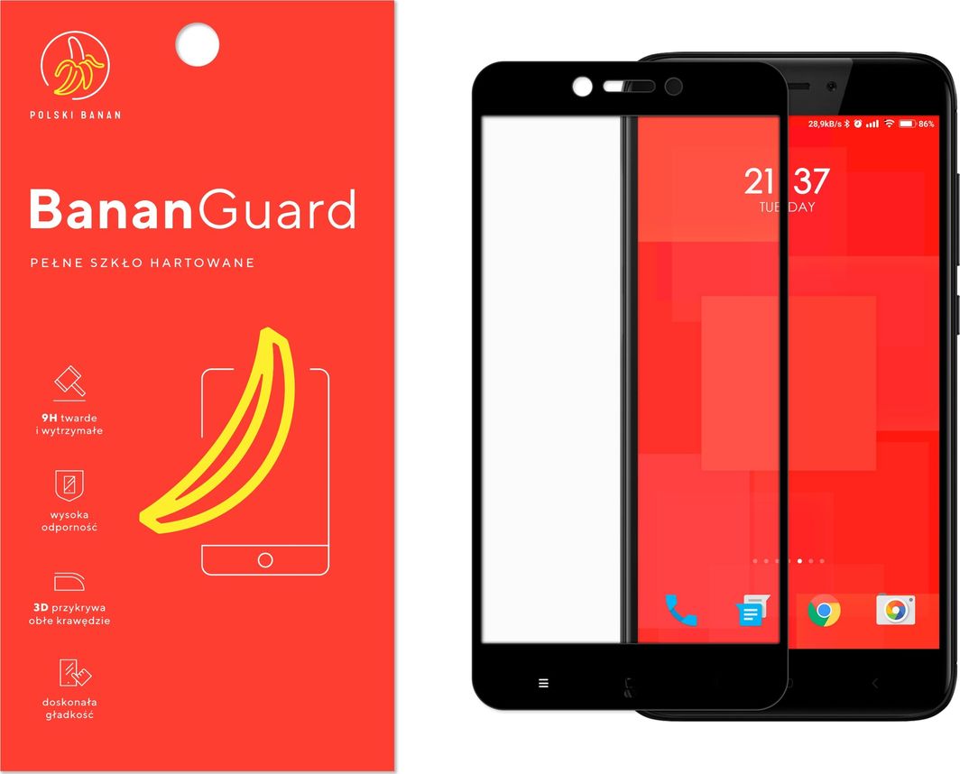 Polski Banan Szkło hartowane 3D BananGuard czarne do Xiaomi Redmi 4X 1