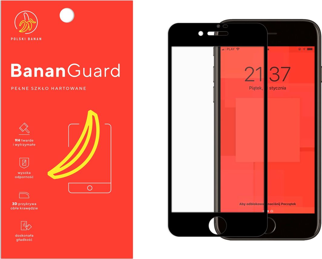 Polski Banan Szkło hartowane 3D BananGuard czarne do Apple iPhone 7 / 8 / SE 2020 1