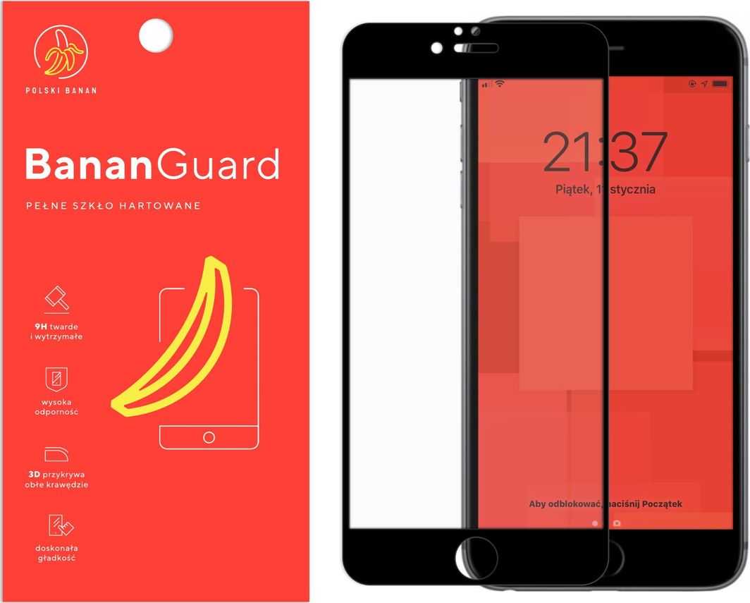 Polski Banan Szkło hartowane 3D BananGuard czarne do Apple iPhone 6 PLUS / 6s PLUS 1
