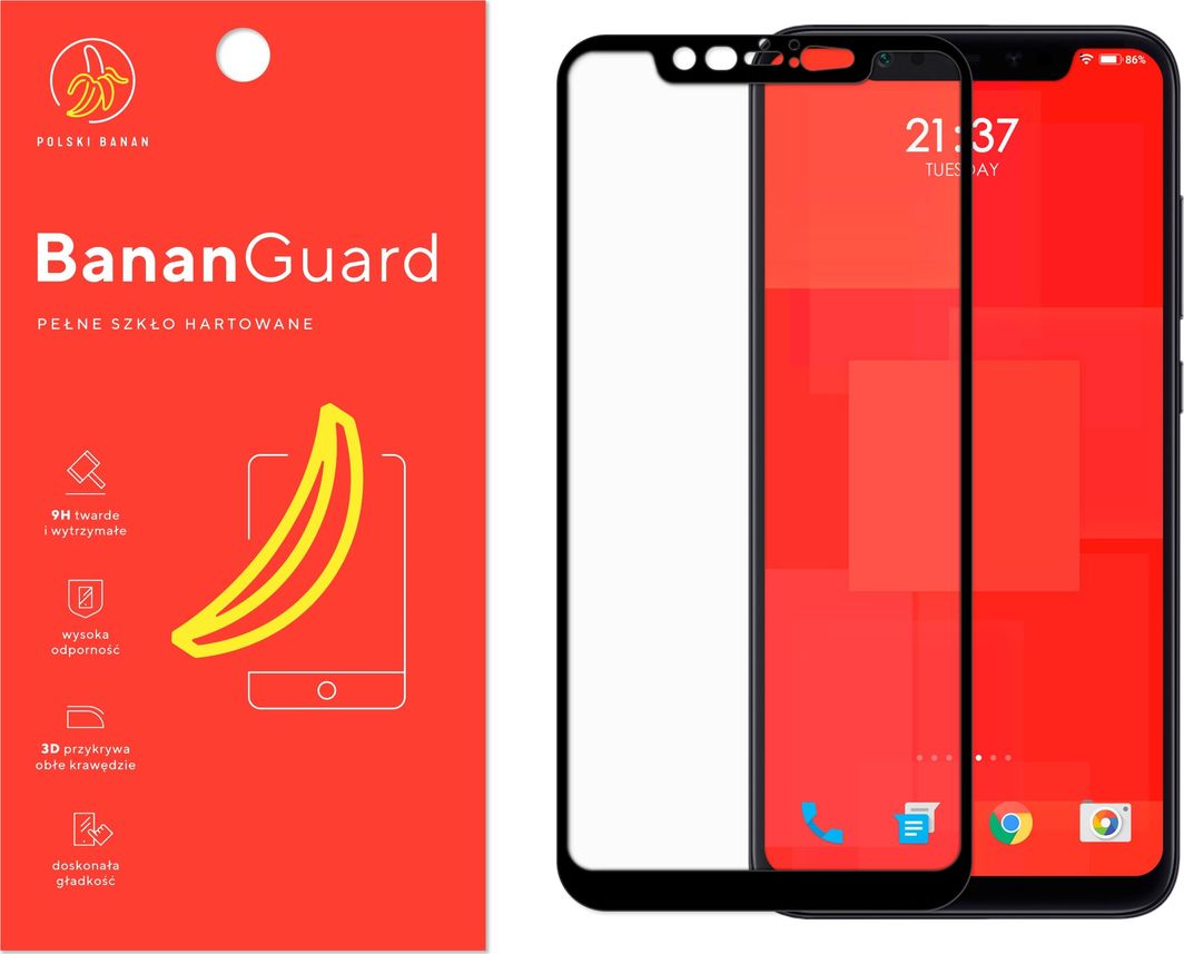 Polski Banan Szkło hartowane 3D BananGuard czarne do Xiaomi Mi 8 1