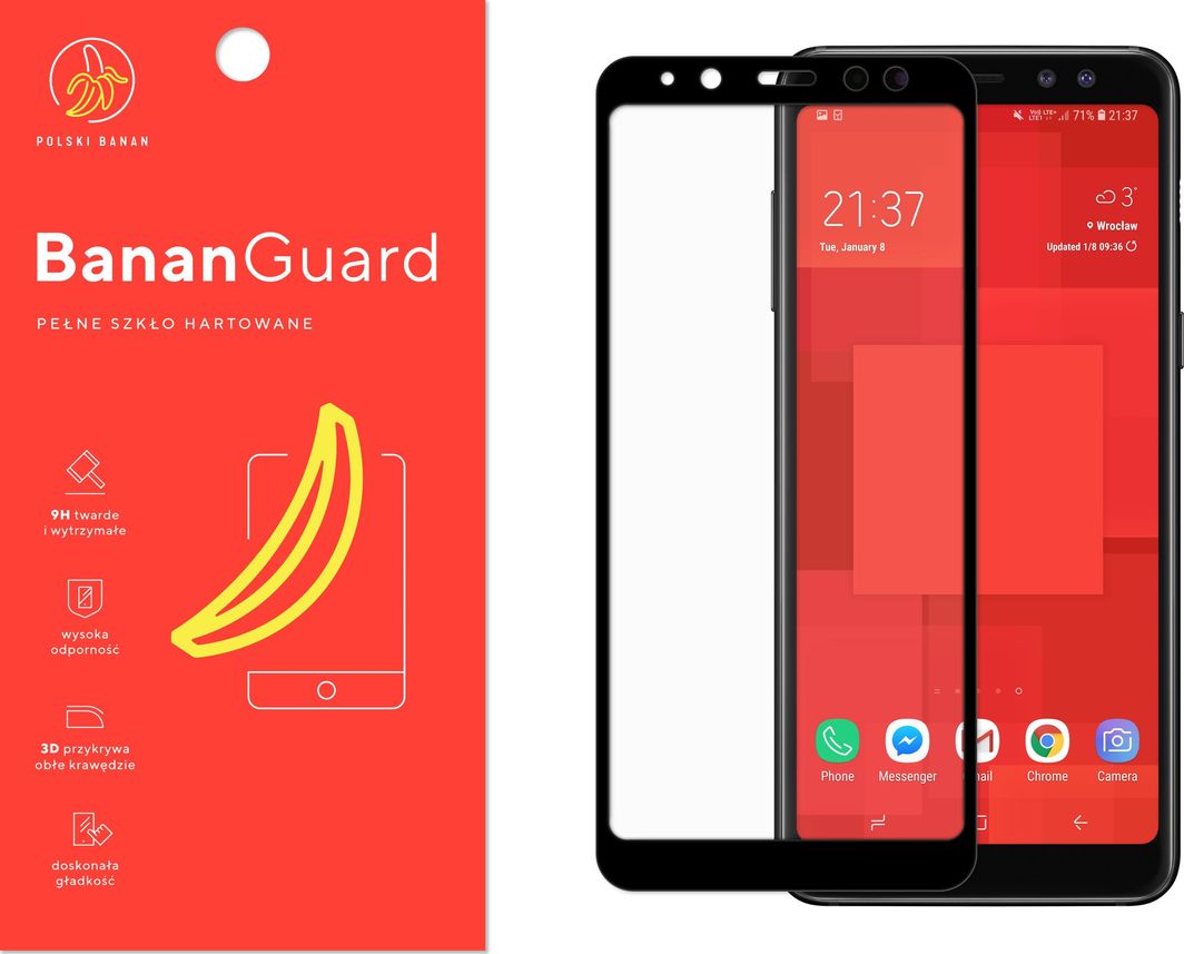 Polski Banan Szkło hartowane 3D BananGuard czarne do Samsung Galaxy A8 2018 1