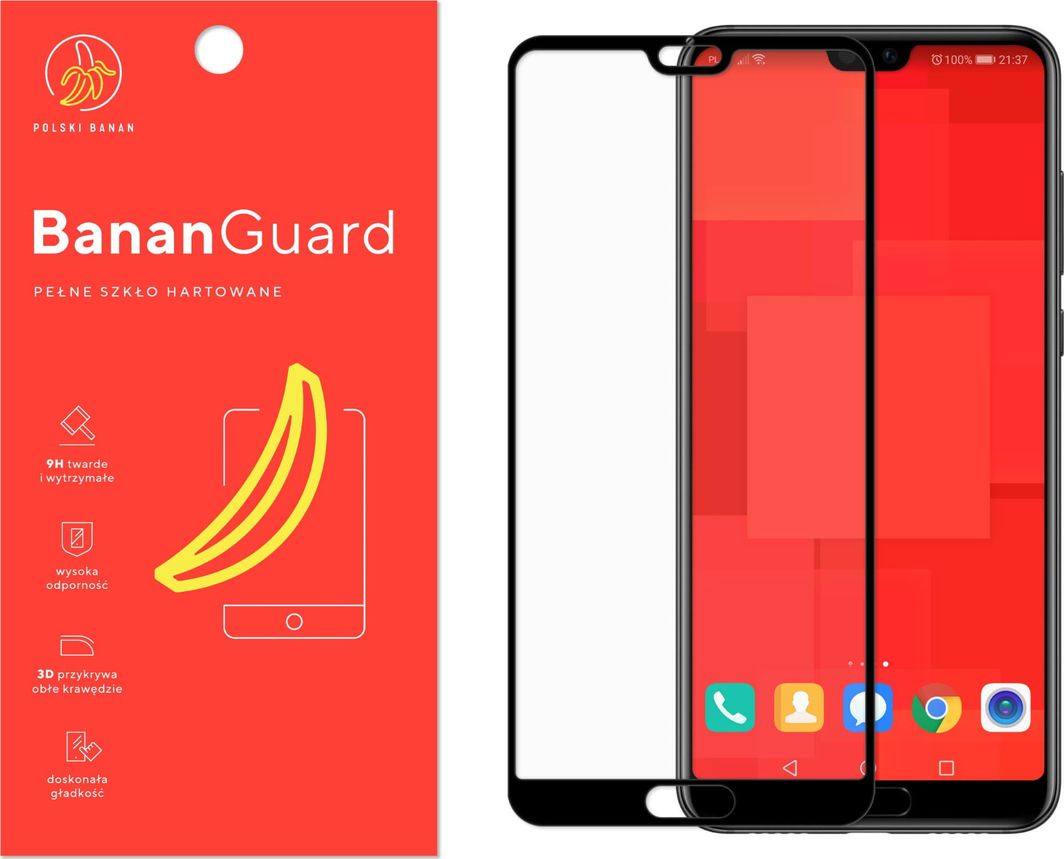 Polski Banan Szkło hartowane 3D BananGuard czarne do Huawei P20 Pro 1