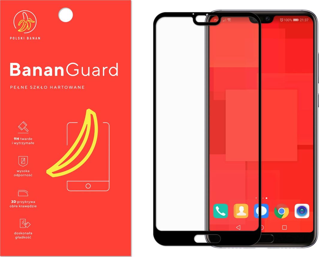 Polski Banan Szkło hartowane 3D BananGuard czarne do Huawei P20 1