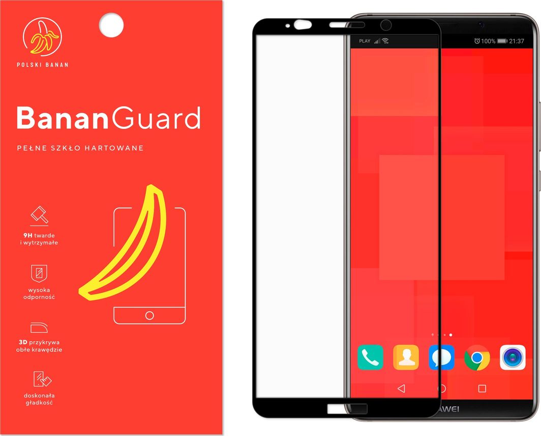Polski Banan Szkło hartowane 3D BananGuard czarne do Huawei Mate 10 Pro 1