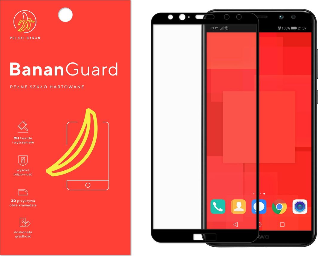 Polski Banan Szkło hartowane 3D BananGuard czarne do Huawei Mate 10 Lite 1