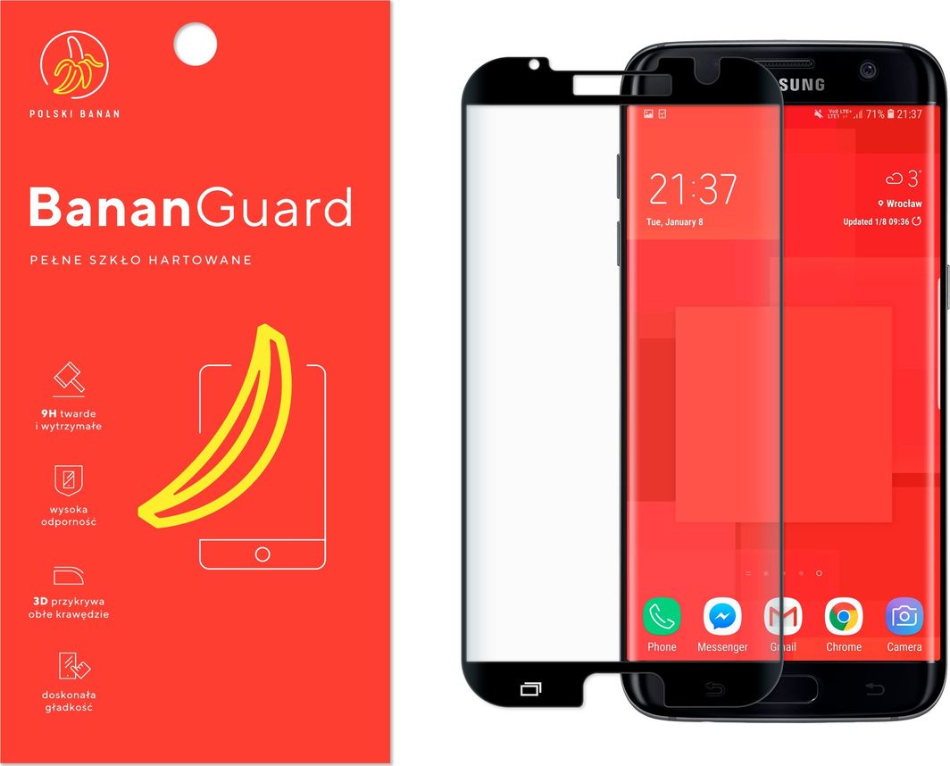 Polski Banan Szkło hartowane 3D BananGuard czarne do Samsung Galaxy S7 edge 1