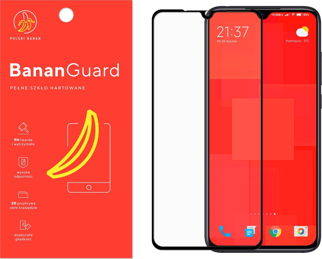 Polski Banan Szkło hartowane 3D BananGuard czarne do Xiaomi Mi 9 Lite 1