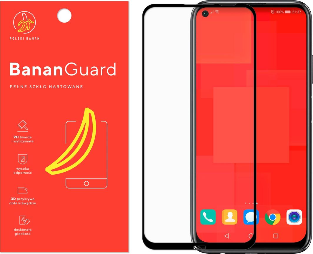 Polski Banan Szkło hartowane 3D BananGuard czarne do Huawei P40 Lite 1