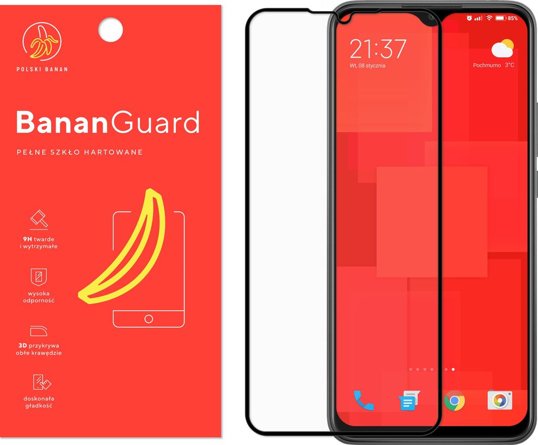 Polski Banan Szkło hartowane 3D BananGuard czarne do Xiaomi Redmi 9 1