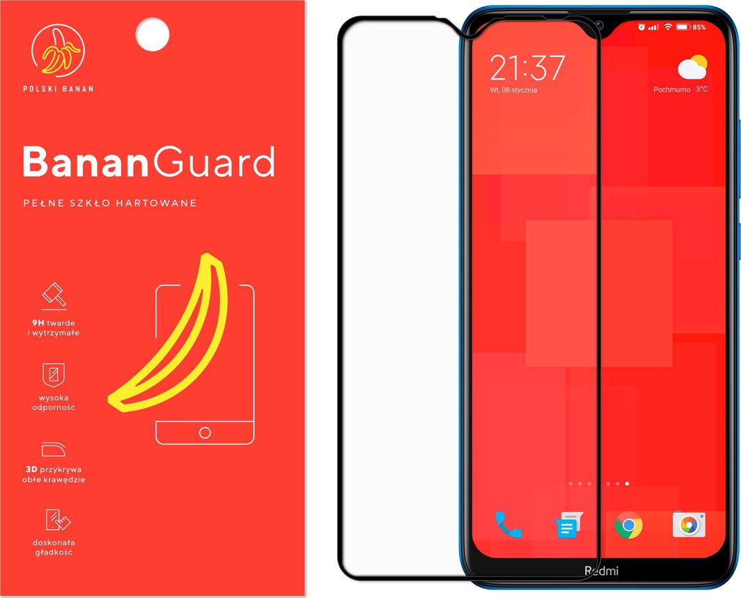 Polski Banan Szkło hartowane 3D BananGuard czarne do Xiaomi Redmi 8 / 8A 1