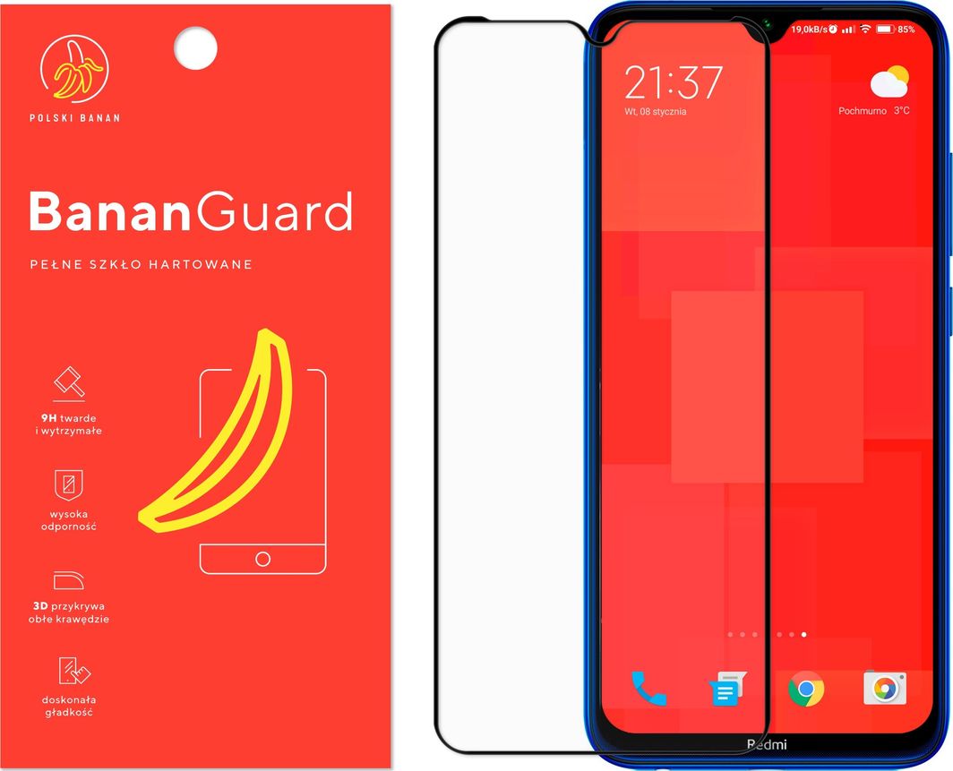 Polski Banan Szkło hartowane 3D BananGuard czarne do Xiaomi Redmi Note 8 1