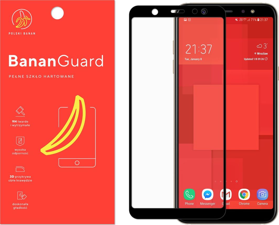 Polski Banan Szkło hartowane 3D BananGuard czarne do Samsung Galaxy A6 Plus 1