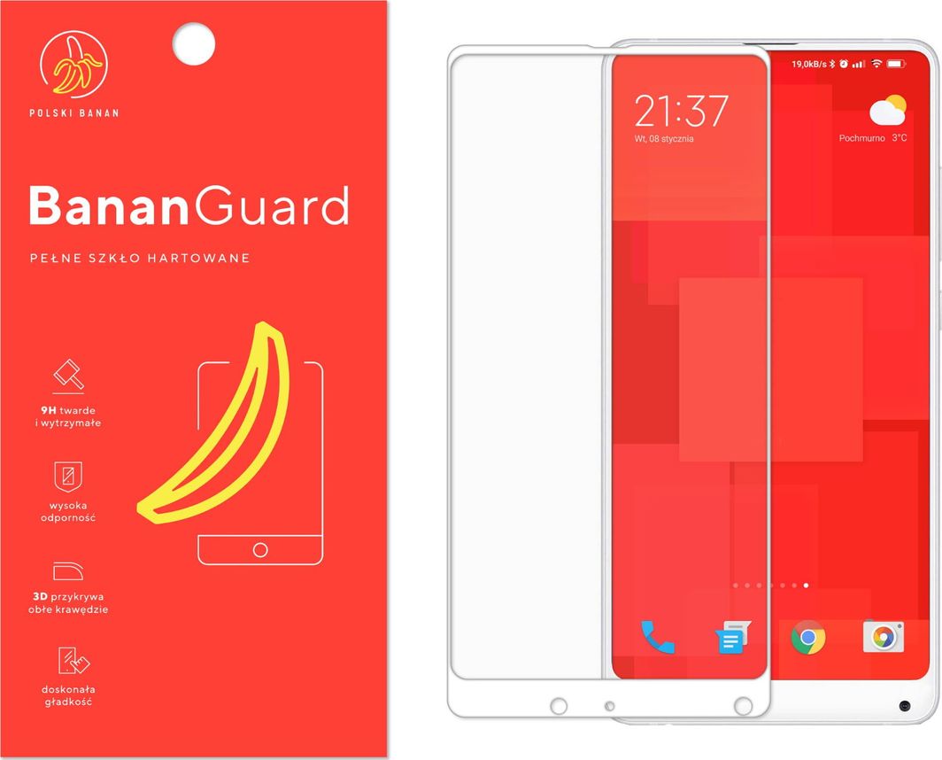 Polski Banan Szkło hartowane 3D BananGuard białe do Xiaomi Mi Mix 2s 1