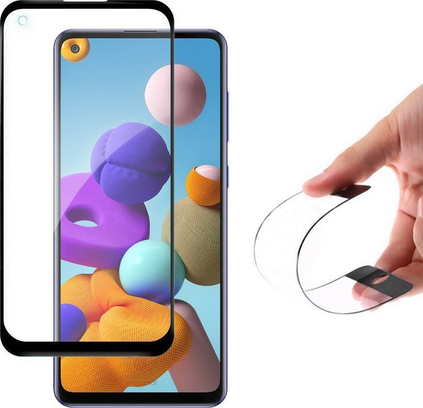 Wozinsky Wozinsky Full Cover Flexi Nano folia szklana szkło hartowane z ramką Samsung Galaxy A21S czarny 1