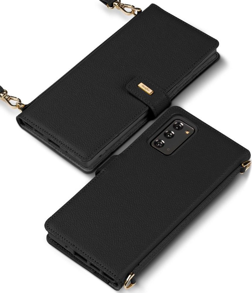 Ringke Ringke Folio Signature skórzane etui z klapką i paskiem na ramię do Samsung Galaxy Note 20 czarny (FS79R55) 1