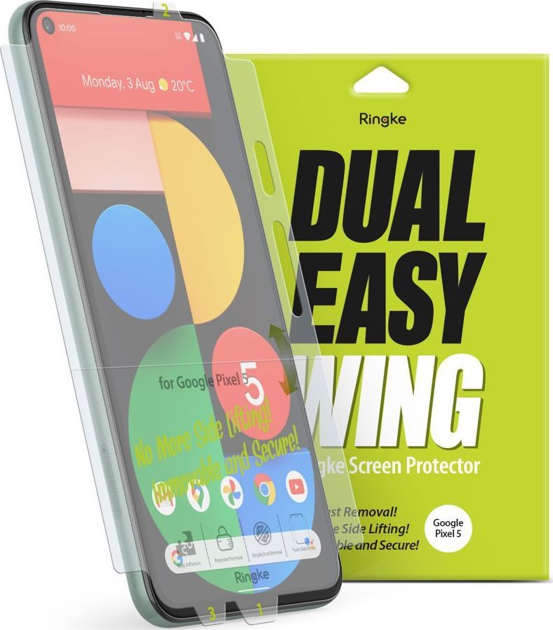 Ringke Ringke Dual Easy Wing 2x łatwa w przyklejeniu folia na ekran i boki Google Pixel 5 (8809758105607) 1