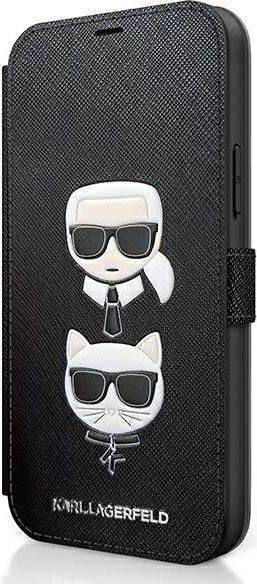 Karl Lagerfeld Karl Lagerfeld KLFLBKP12MSAKICKCBK iPhone 12/12 Pro 6,1` czarny/black book Saffiano Karl & Choupette 1