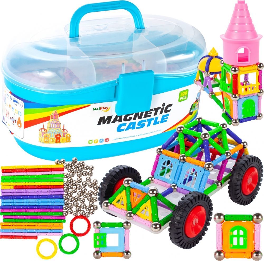 MalPlay Klocki Magnetyczne, Układanka 3D 320 elementów 1