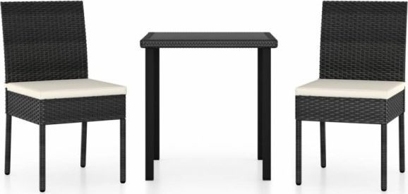 vidaXL 3-cz. zestaw mebli ogrodowych polirattan czarny VidaXL 1