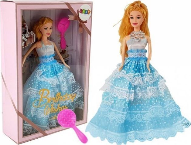 Lean Sport Lalka Jasnowłosa Księżniczka Niebieska Suknia Szczotka 28 cm 1