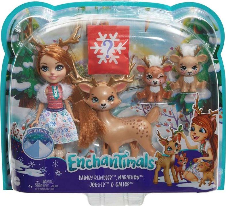 Mattel Enchantimals lalka Rainey Reindeer z trzema reniferami (GNP17) 1