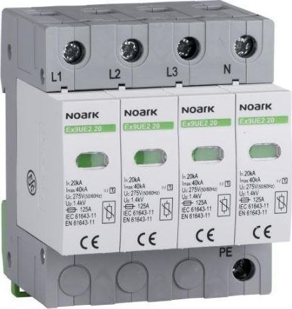 Noark Ogr. przep., typ II, 275 V AC, 20 kA, wymienna wkładka, 4-bieg. (Ex9UE2 20 4P 275) 1