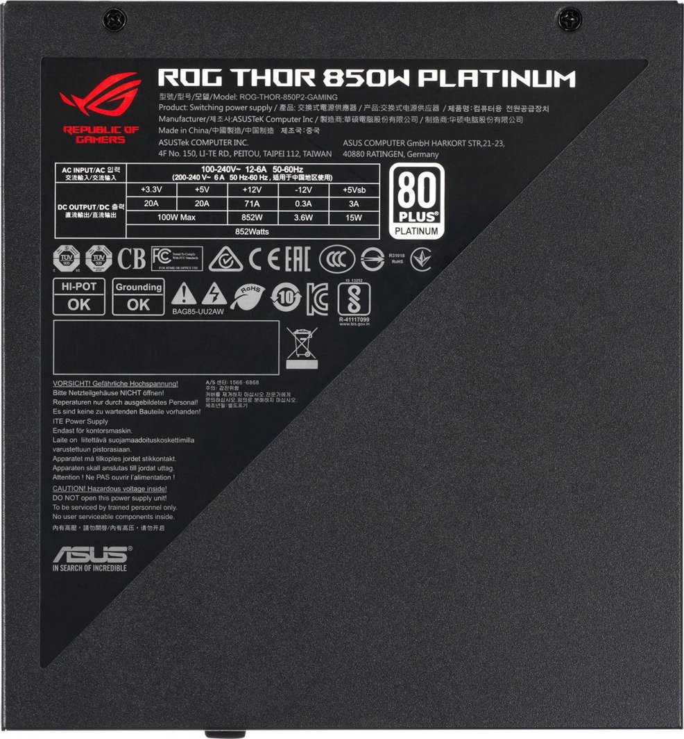 電源ユニット ASUS ROG THOR 850W PLATINUM II Amazon | ASUS ROG Thor 850W Platinum II (フルモジュラー電源
