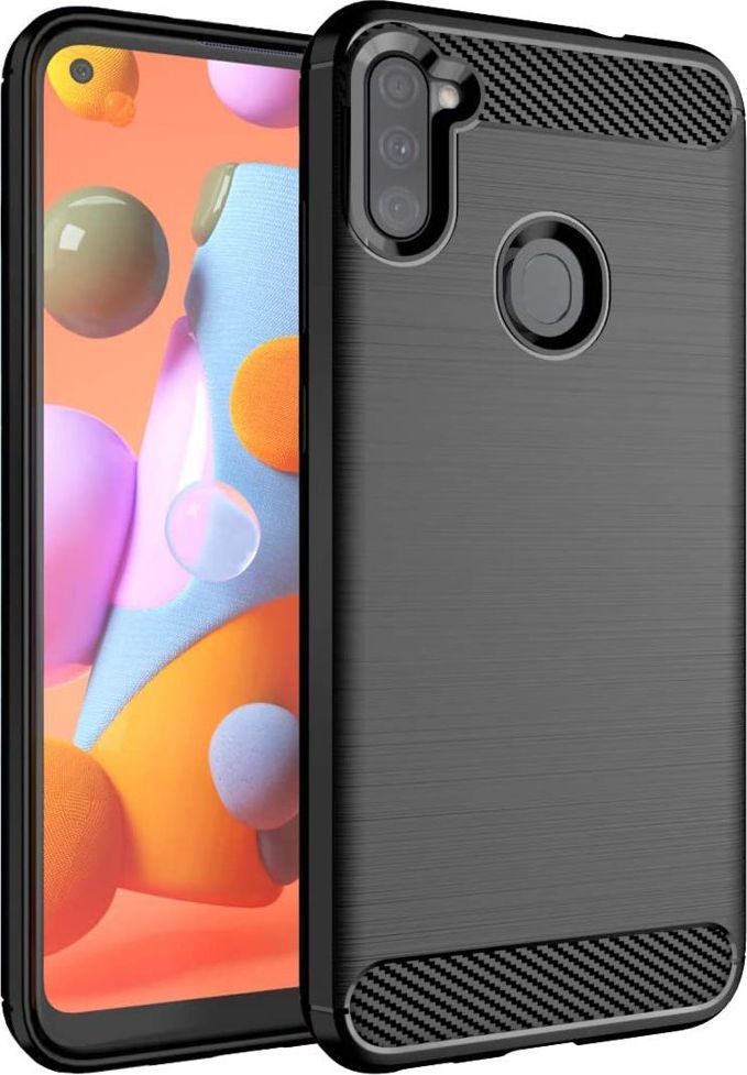 Hurtel Carbon Case elastyczne etui pokrowiec Samsung Galaxy A11 / M11 czarny 1