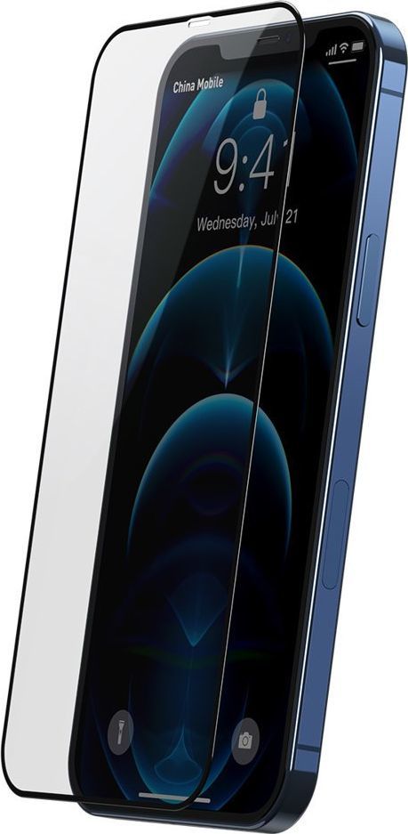 Baseus Baseus 2x szkło hartowane 0,3 mm Anti Blue Light z ramką na cały ekran iPhone 12 Pro Max (SGAPIPH67N-KQ01) (case friendly) 1