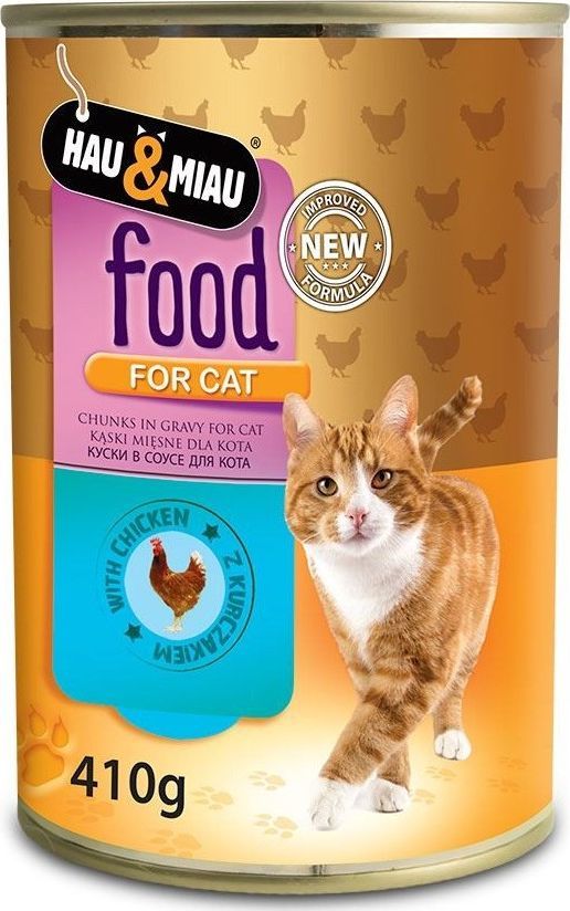 Hau&Miau FOOD FOR CAT- 410 g, PUSZKA,KURCZAK 1