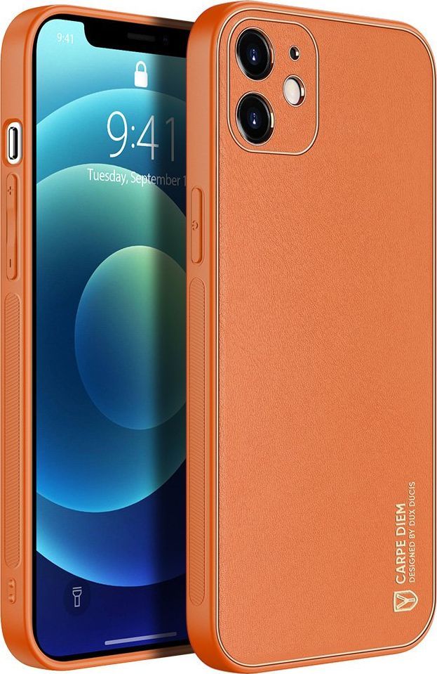 Dux Ducis Dux Ducis Yolo eleganckie etui pokrowiec ze skóry ekologicznej iPhone 12 pomarańczowy 1